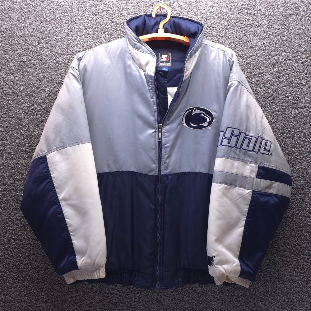 Vintage Starter Penn State Nittany Lions Jacket XL Navy Grey Puffer Full Zip Men